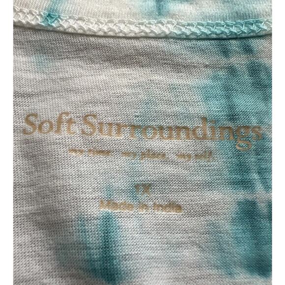 Soft Surroundings Tank Dress Women 1X Tie Dye Pom Pom Hem Pockets Casual Hippie - Picture 5 of 12